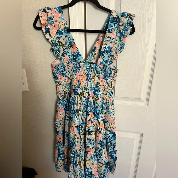 Abercrombie & Fitch Blue and Pink Floral Mini Dress size small - Picture 4 of 6